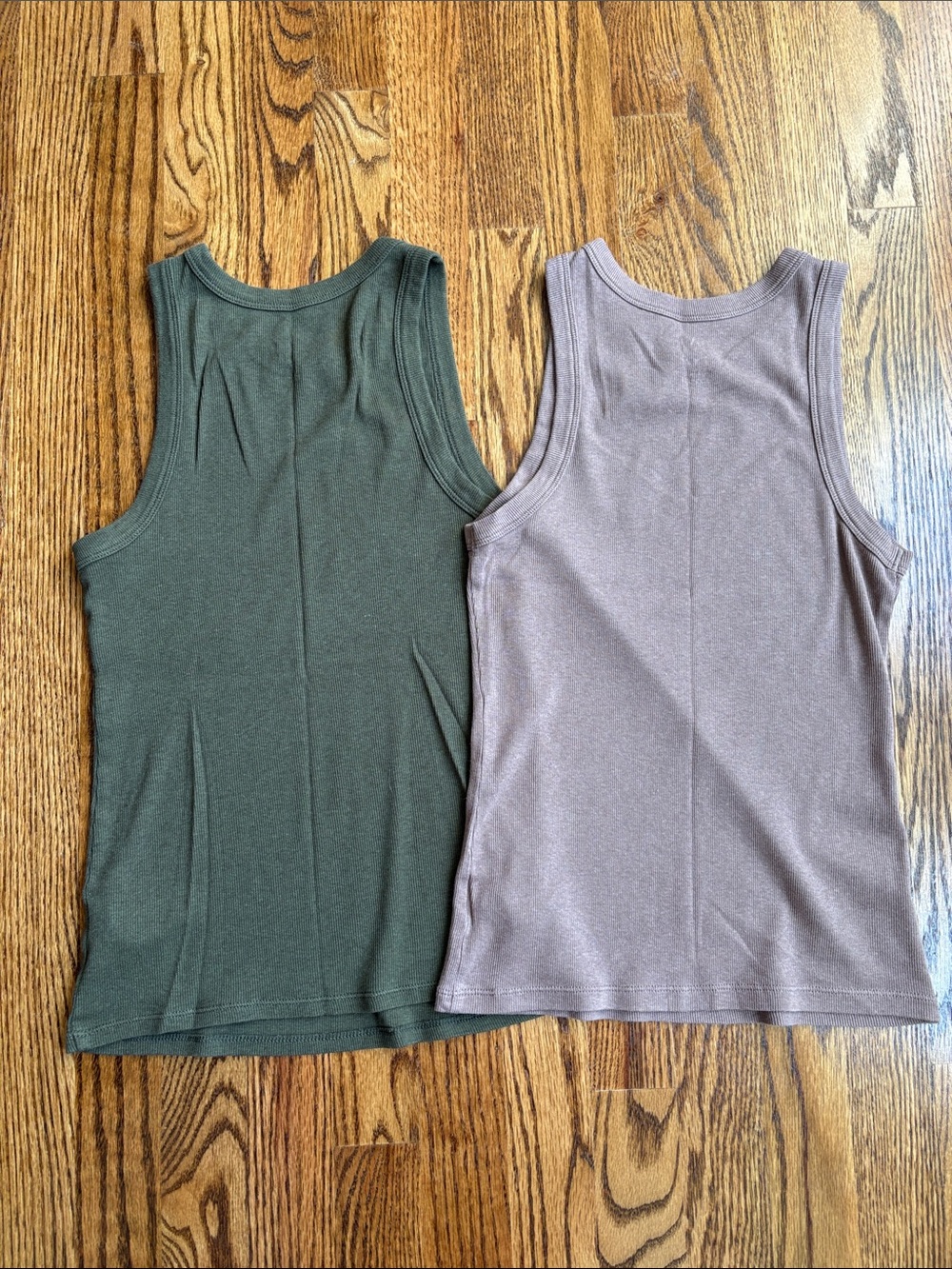 A New Day Slim Fit Ribbed Tanks - Olive & Brown - Picture 3 of 4